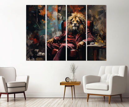 Lion In A Suit Canvas | Boss Office Decor - Framed Canvas Print Ready To Hang