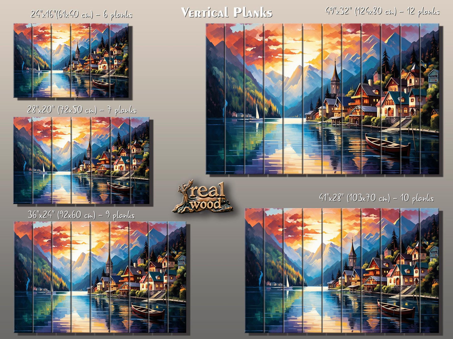 Wood Wall Art – Hallstatt Lake Print on Wood | Alpine Landscape Rustic Decor