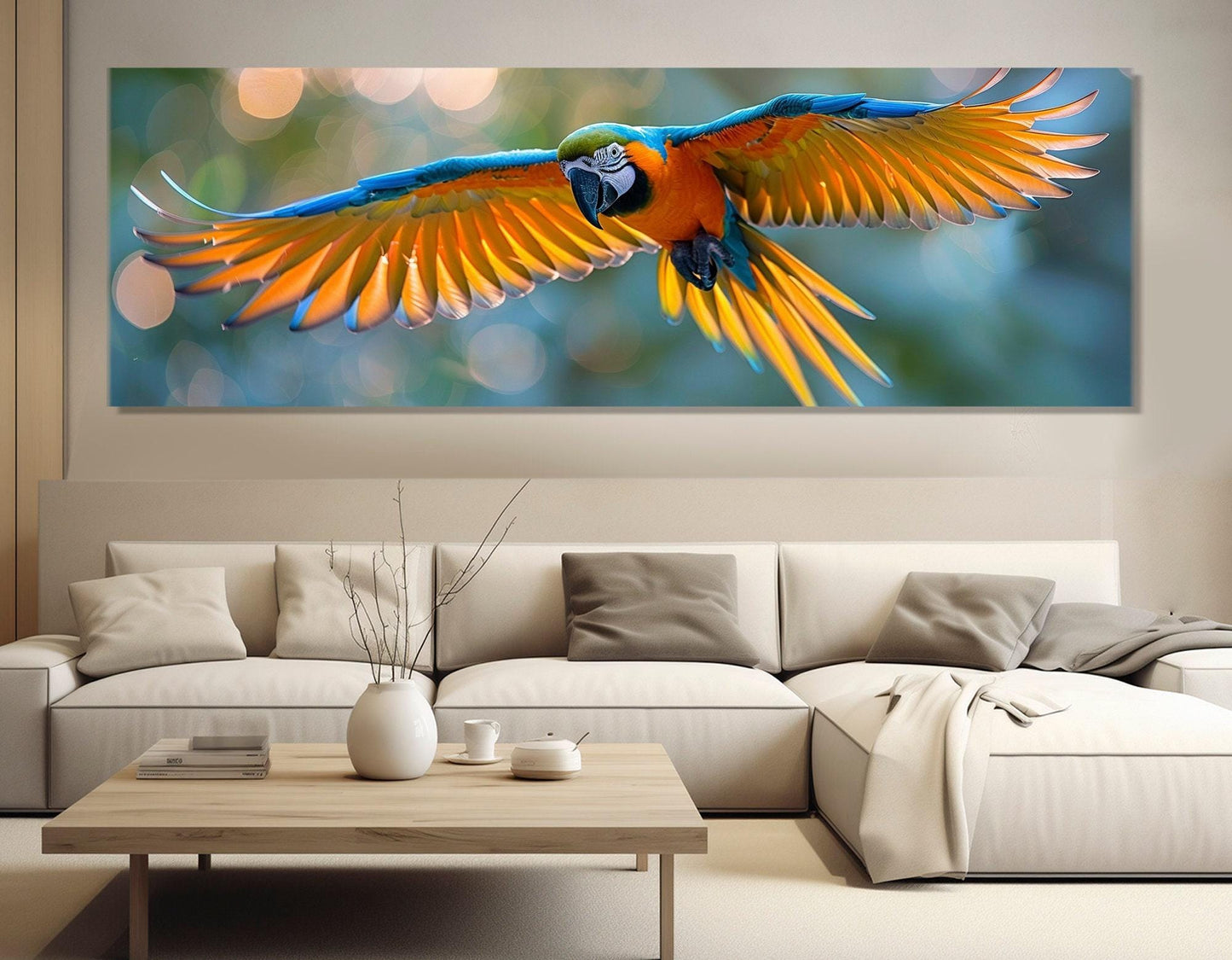 Large Macaw Parrot Canvas Print, Parrots Wall Art, Parrot Canvas Art, Parrot Painting, Framed and Ready to Hang