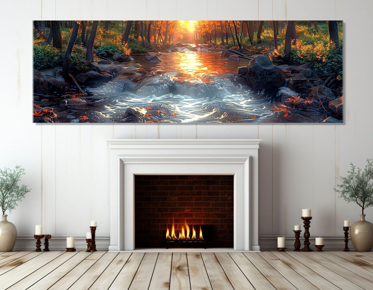 Sunset River Canvas - Large Scenic River Artwork | Framed Canvas Art Ready to Hang