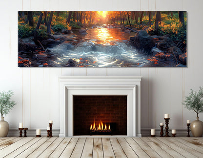 Sunset River Canvas - Large Scenic River Artwork | Framed Canvas Art Ready to Hang