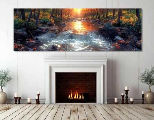 Sunset River Canvas - Large Scenic River Artwork | Framed Canvas Art Ready to Hang