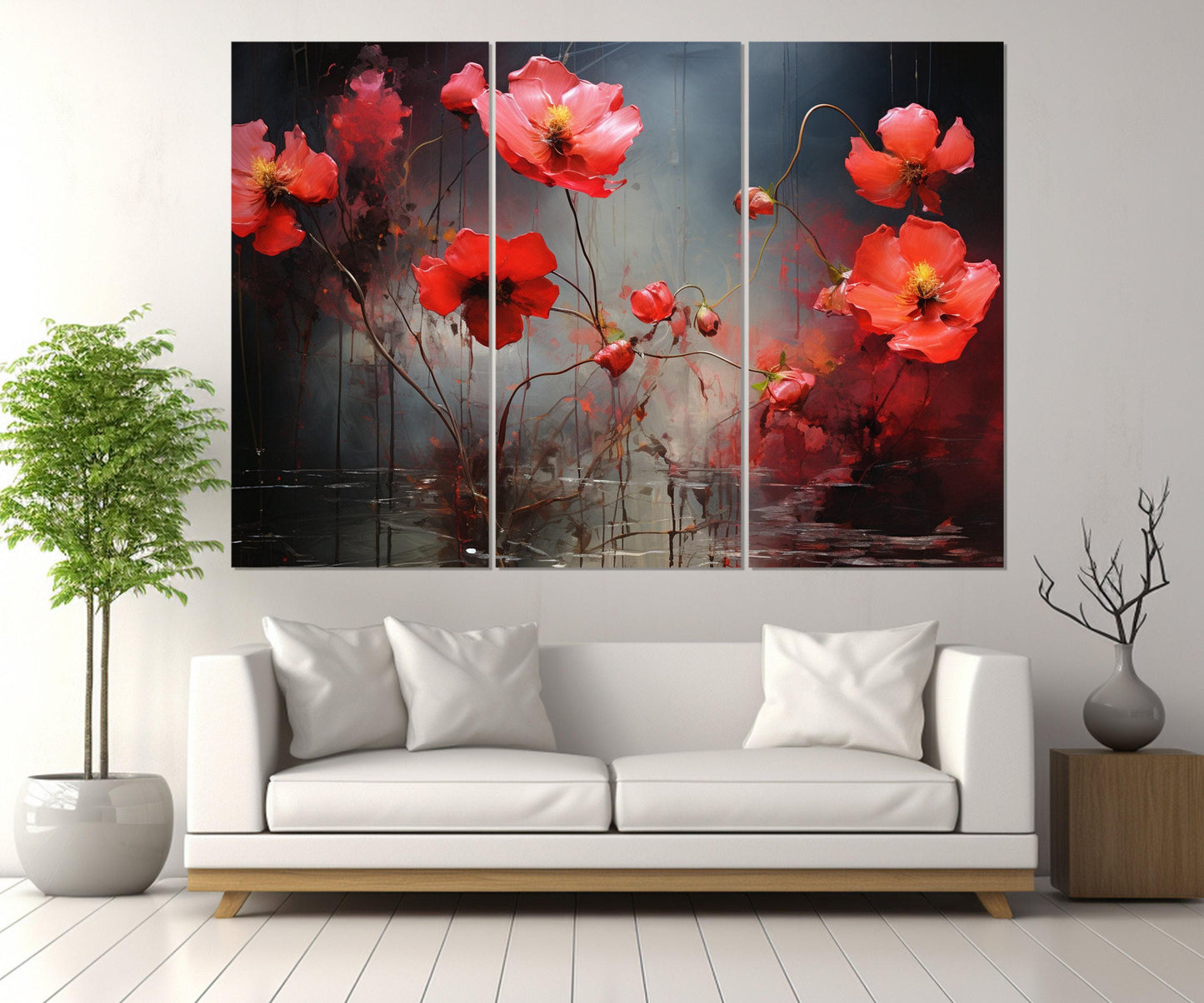 Floral Wall Decor – Abstract Floral Art Canvas Print | Ready to Hang Framed Canvas