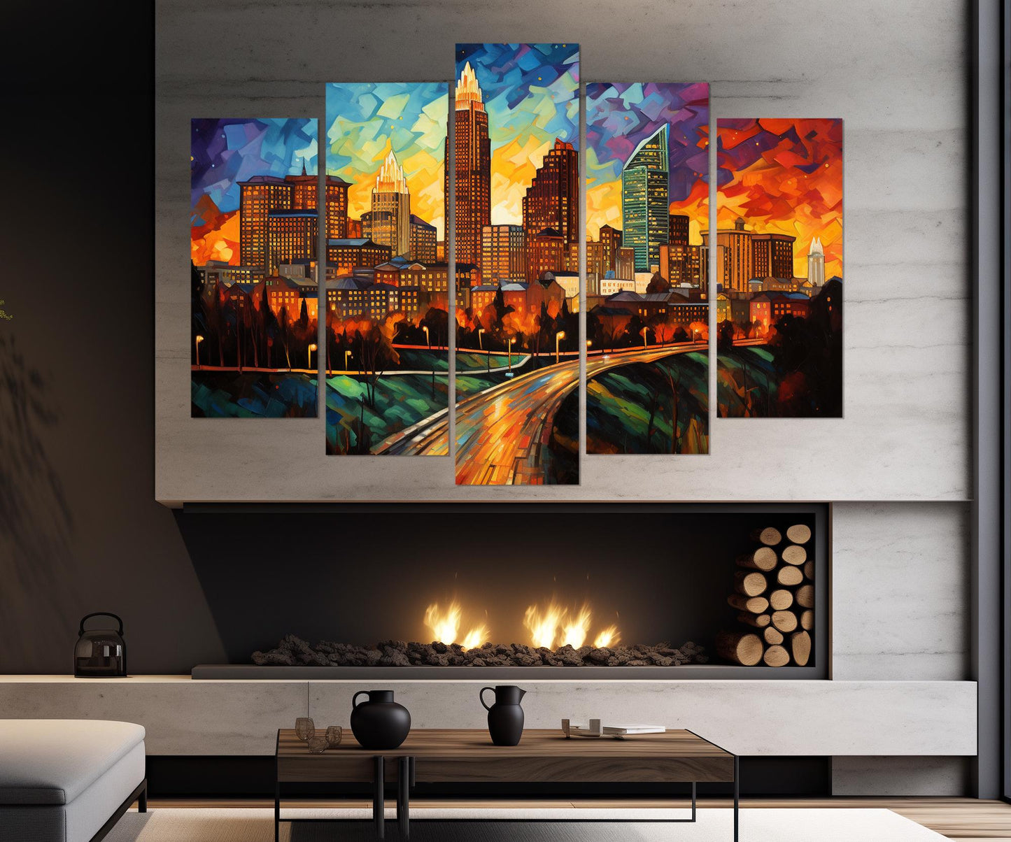 Raleigh Wall Art - Abstract Raleigh Canvas Print | Framed Ready to Hang