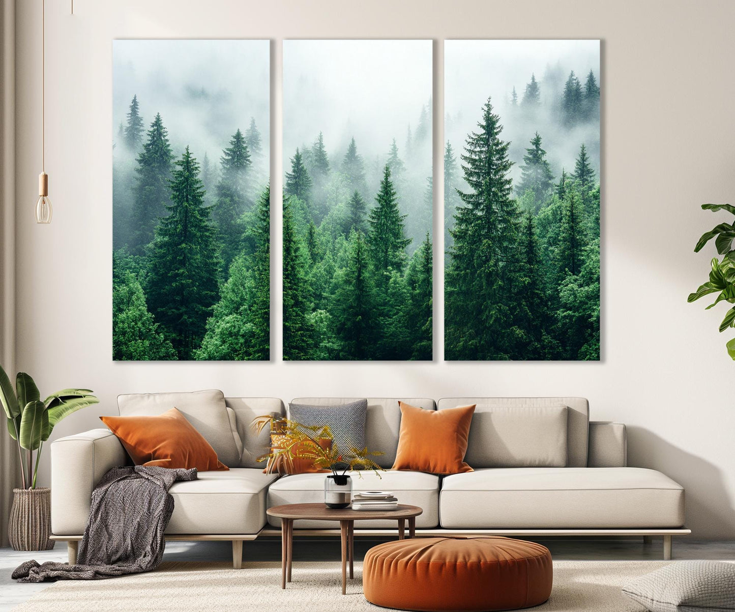 Foggy Forest Canvas Art – Pine Forest Wall Art | Framed Gallery Wrapped Canvas Print