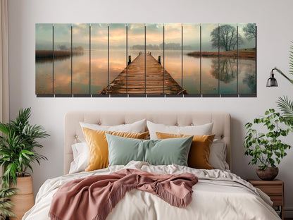 Rustic Wood Wall Art – Old Fishing Bridge Art on Natural Wood Print | Ready to Hang