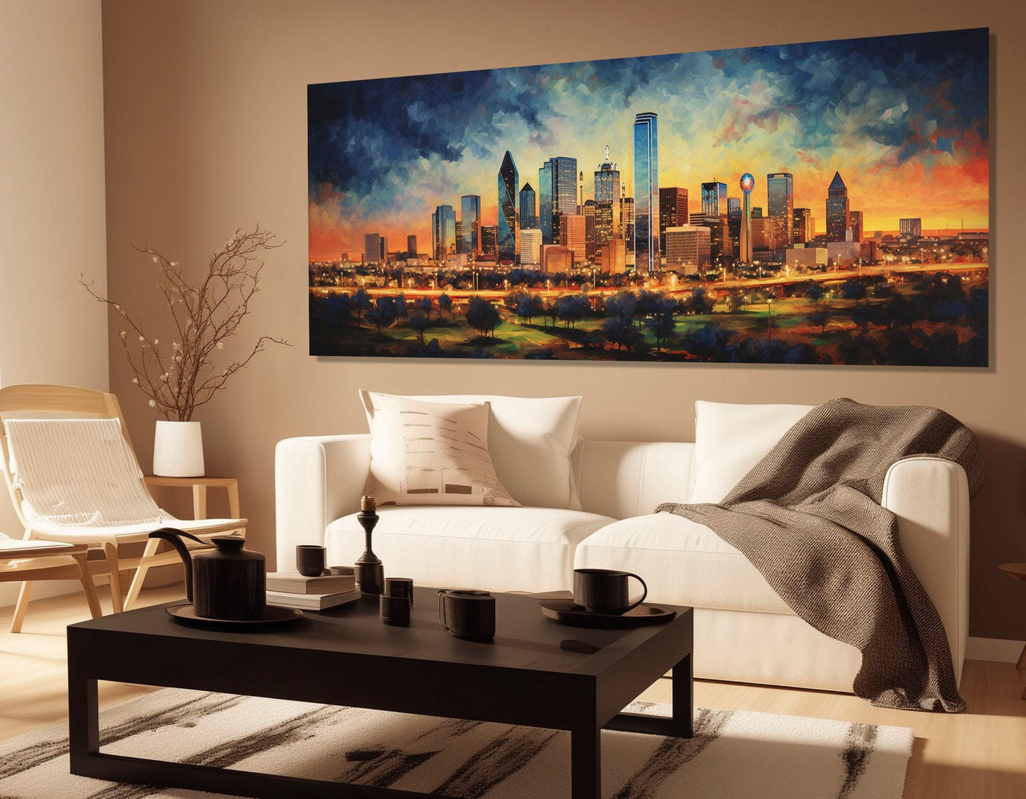 Dallas Canvas Print – Abstract City Painting | Large Gallery Wrapped Canvas Art