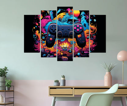 Gaming Wall Art - Abstract Gamepad Canvas Print | Ready to Hang Gamer Gift