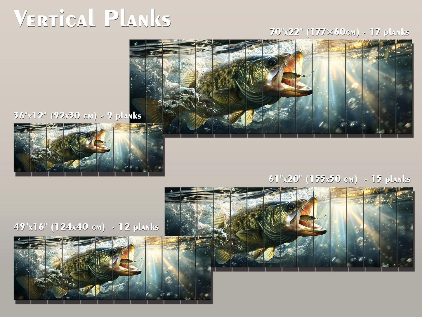 Largemouth Bass Wall Art – Rustic Natural Wood Print Fishing Decor