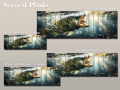 Largemouth Bass Wall Art – Rustic Natural Wood Print Fishing Decor