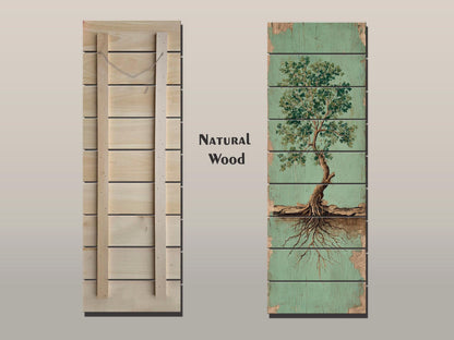 Rustic Tree Painting – Wood Wall Art With Exposed Roots & Nature Wall Decor
