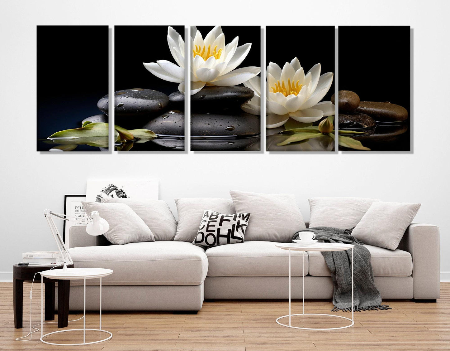 White Lily Canvas Print – Modern Bedroom Decor | Spa Wall Decor, Ready to Hang