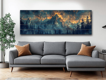 Majestic Mountains Printed On Natural Wood - Luxury Wall Art