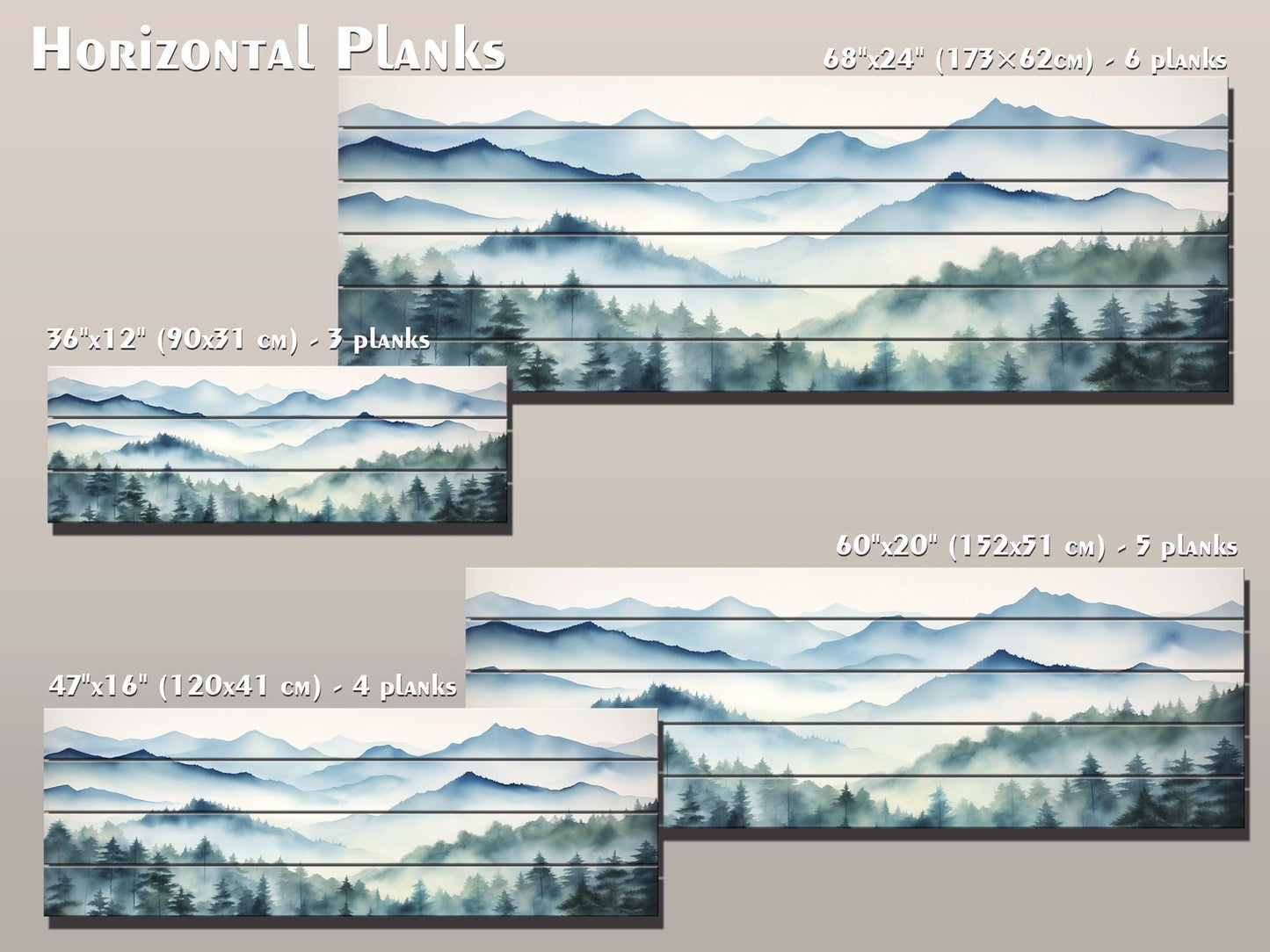 Misty Forest  Print On Natural Wood - Nature Wall Art