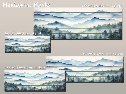 Misty Forest  Print On Natural Wood - Nature Wall Art