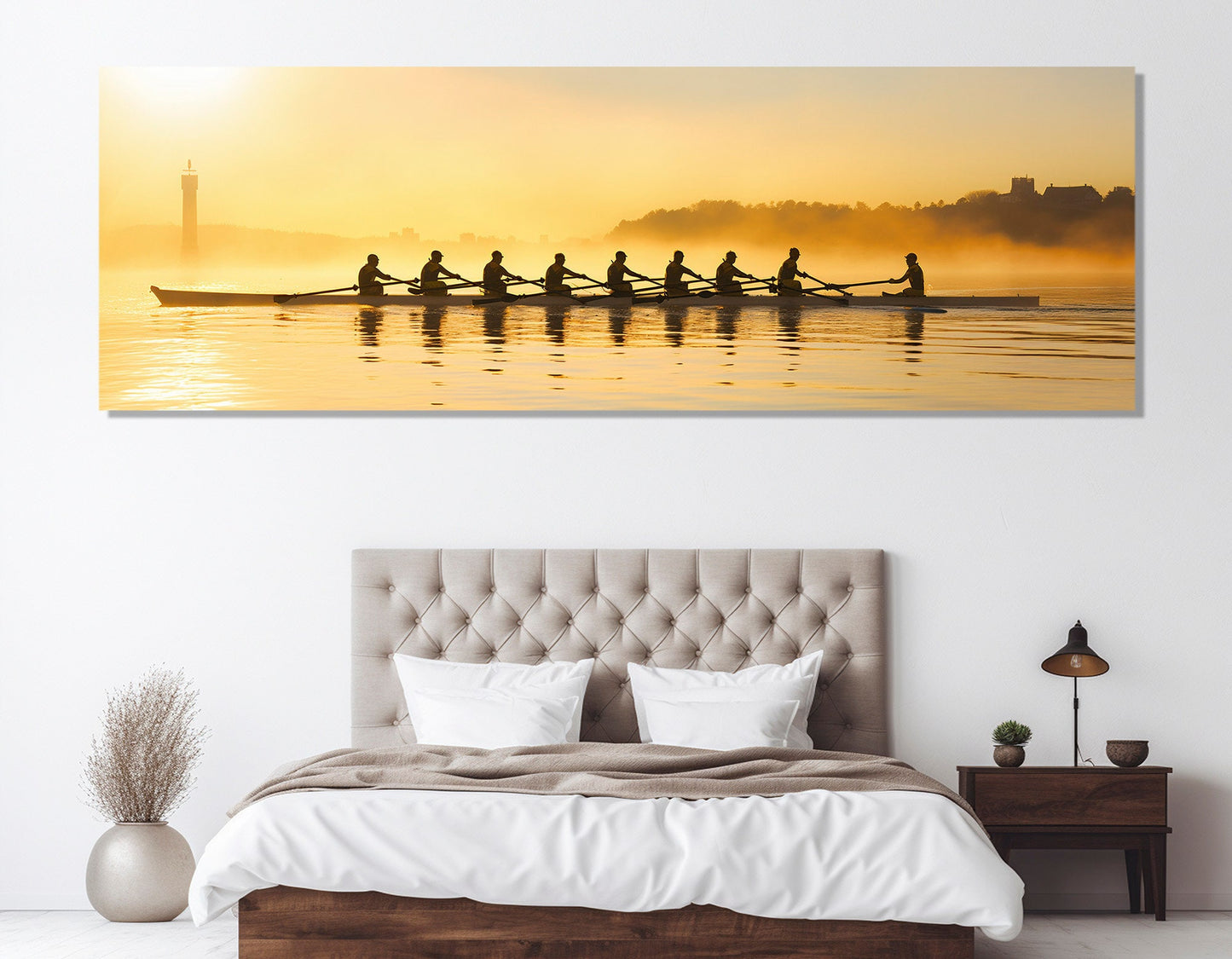 Rowing Wall Art – Large Rowers Sunset Canvas | Framed Canvas Print Ready to Hang