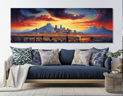 Phoenix Sunset Canvas Print - Gallery Wrapped Art | Abstract Cityscape Wall Decor