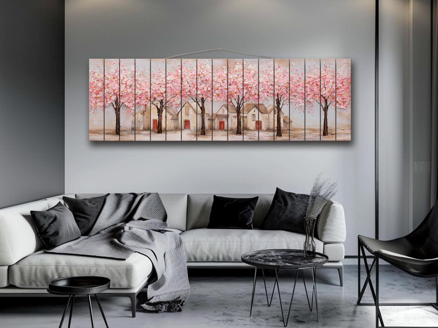 Spring Orchard Wood Print – Rustic Wood Wall Art With Blossoming Tree Artwork