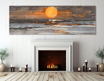 Sunset Ocean Canvas - Abstract Wall Art | Framed Canvas Print, Ready to Hang
