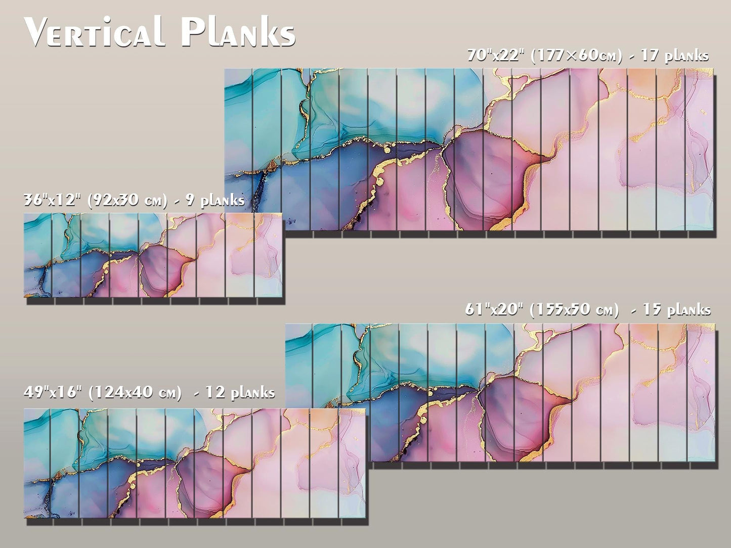 Pastel Marble Wall Art - Colorful Abstract Painting on Natural Wood Print