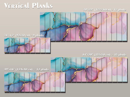 Pastel Marble Wall Art - Colorful Abstract Painting on Natural Wood Print