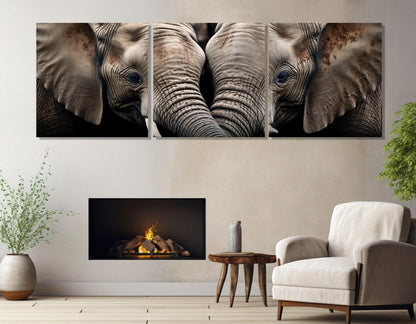 Romantic Elephants Canvas - Large Framed Wall Art for Bedroom Decor