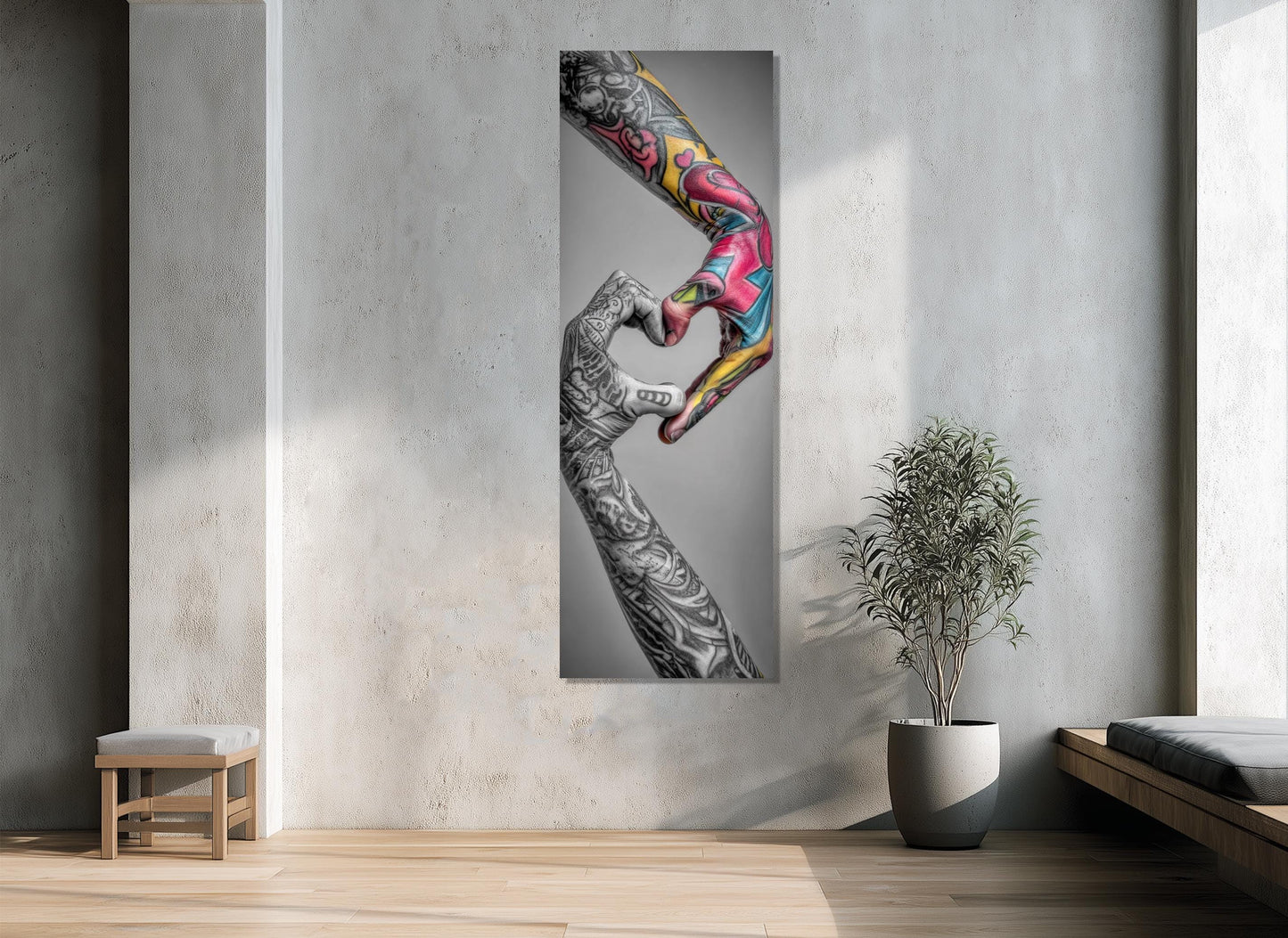 Tattoo Wall Art – Abstract Tattooed Hands Canvas Print | Framed & Ready to Hang