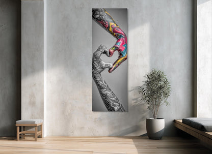 Tattoo Wall Art – Abstract Tattooed Hands Canvas Print | Framed & Ready to Hang