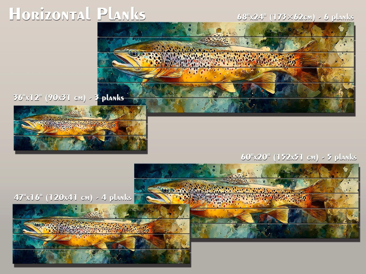 Brown Trout Wood Print - Rustic Fishing Wall Art | Handcrafted Linden Wood Artwork