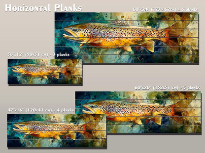 Brown Trout Wood Print - Rustic Fishing Wall Art | Handcrafted Linden Wood Artwork