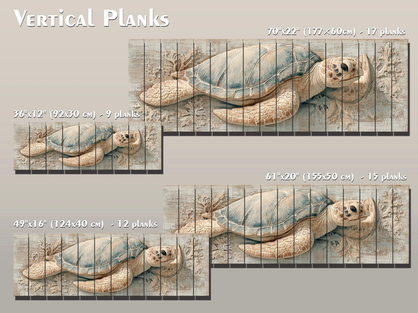 Sea Turtle Wall Art | Rustic Wood Art - Coastal Turtle Artwork on Wood Print