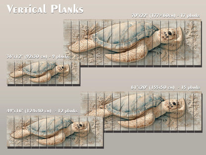Sea Turtle Wall Art | Rustic Wood Art - Coastal Turtle Artwork on Wood Print