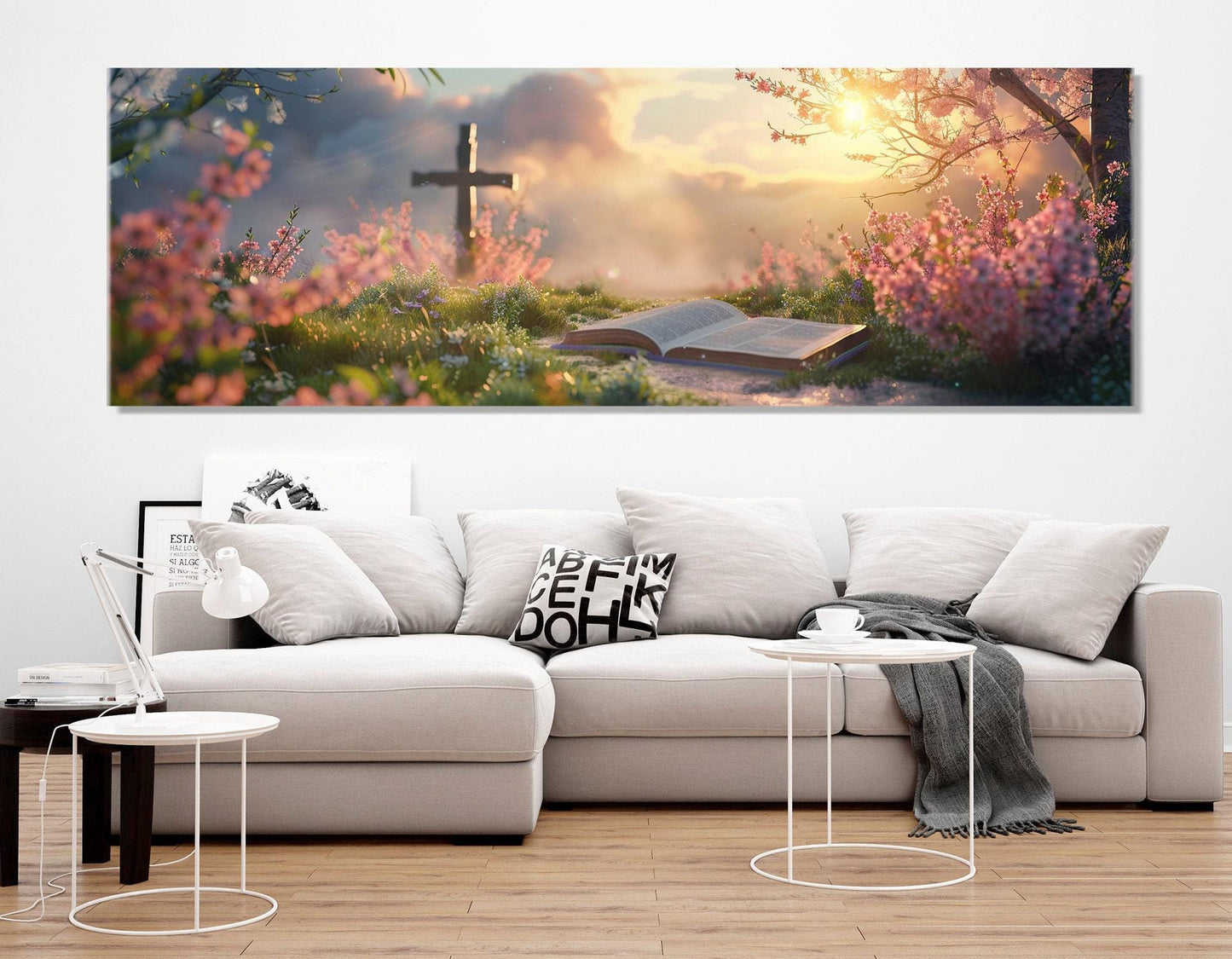 Religious Wall Art – Bible Canvas Print with Cross Canvas Art | Framed Ready to Hang