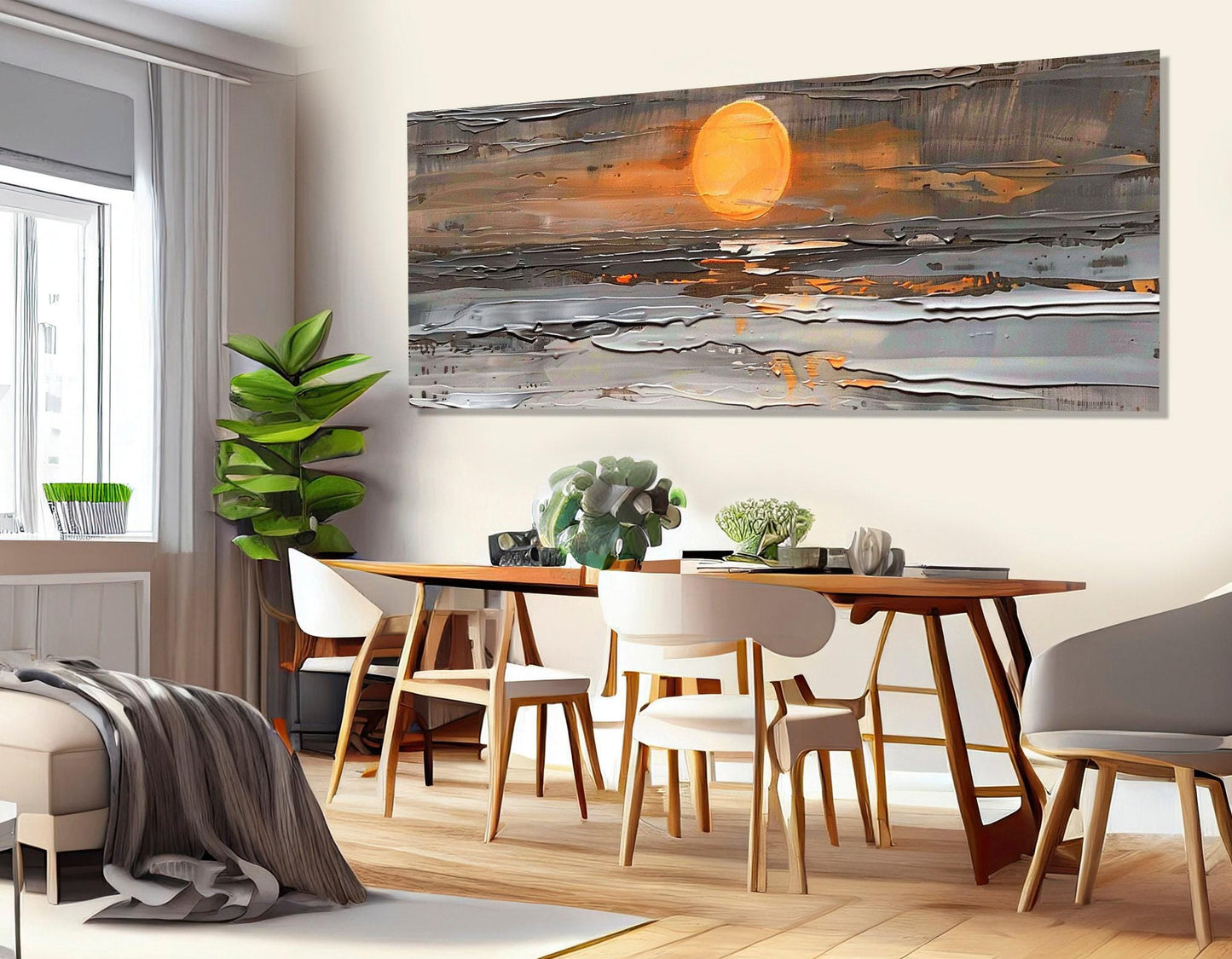 Sunset Ocean Canvas - Abstract Wall Art | Framed Canvas Print, Ready to Hang