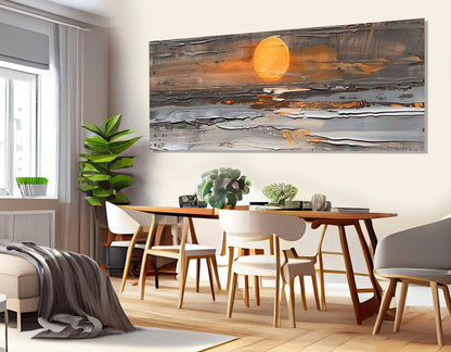 Sunset Ocean Canvas - Abstract Wall Art | Framed Canvas Print, Ready to Hang