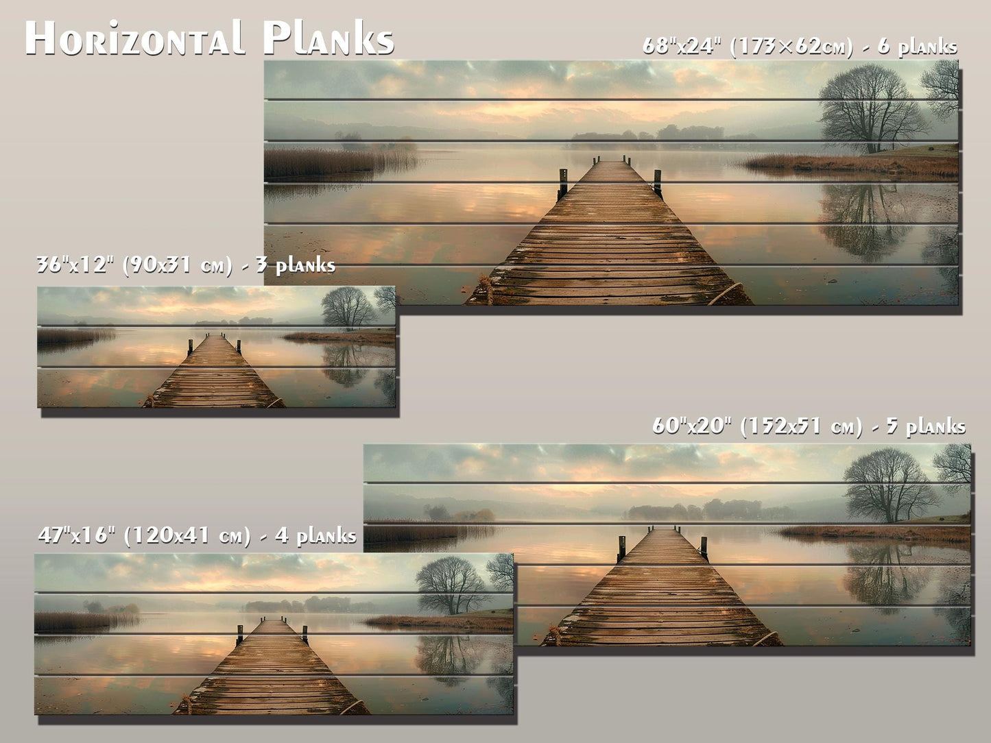 Wooden Dock Wall Art – Rustic Lake Decor on Natural Wood Print Panel
