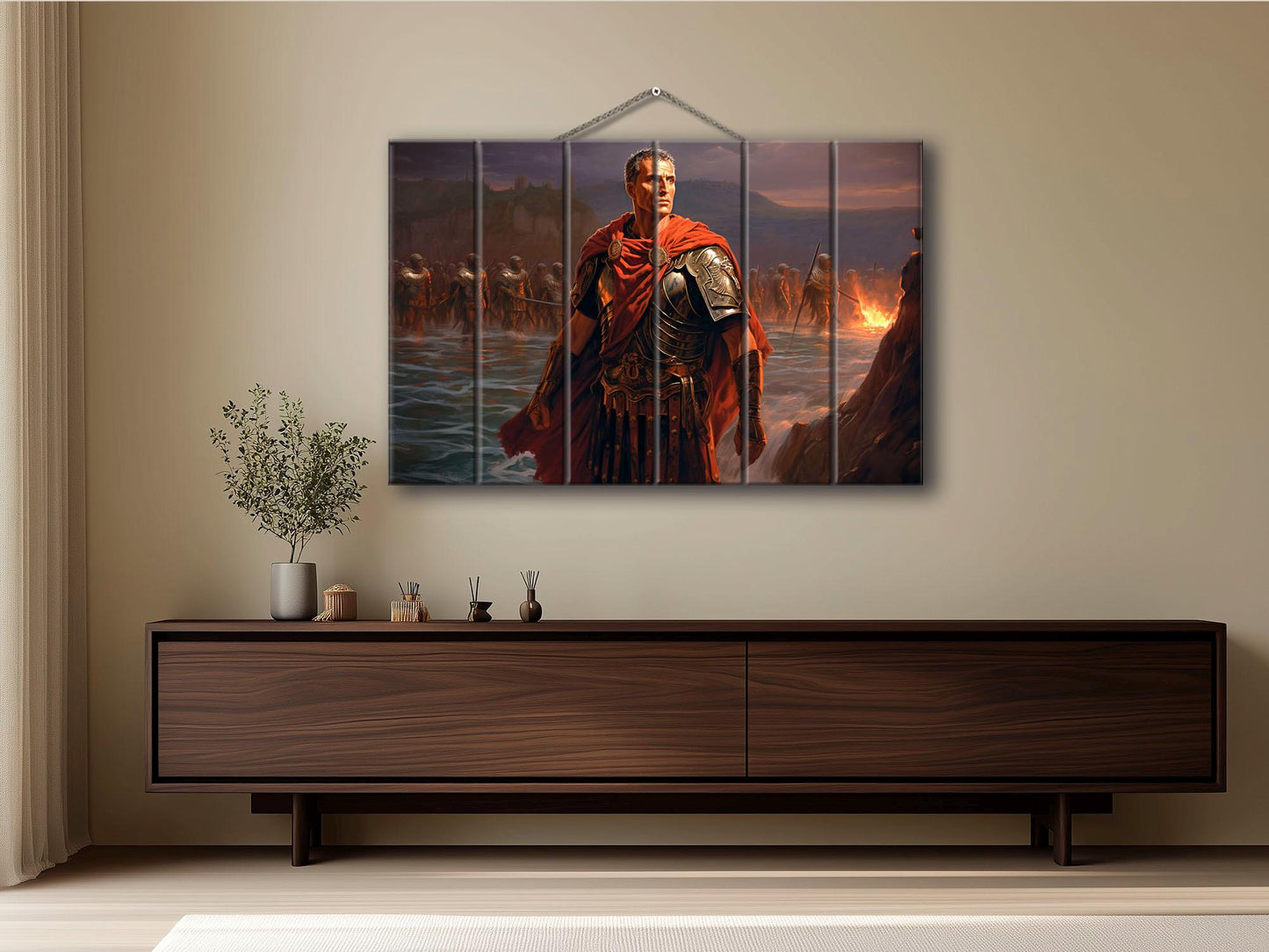 Julius Caesar Wood Print – Roman Wall Art | Crossing Rubicon Painting on Wood