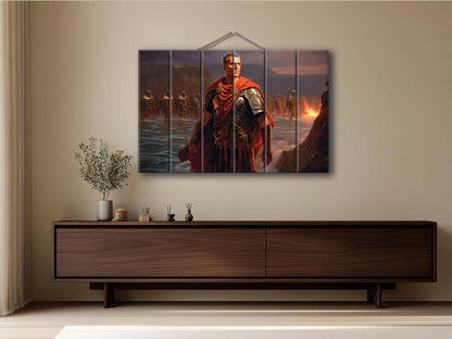Julius Caesar Wood Print – Roman Wall Art | Crossing Rubicon Painting on Wood