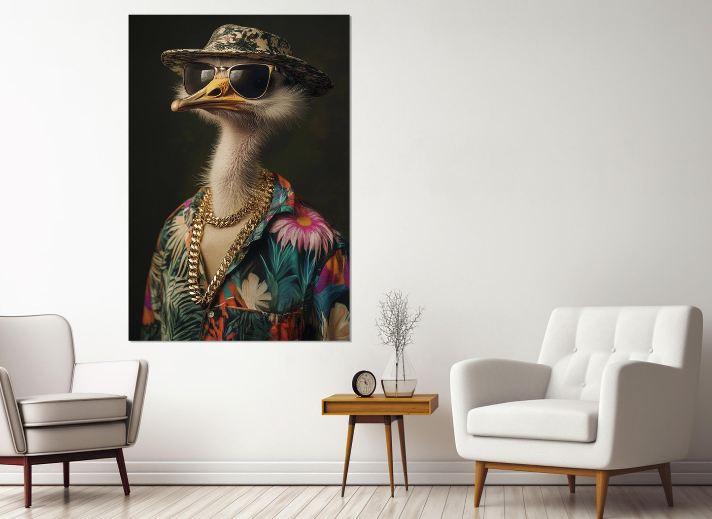Ostrich Canvas Print – Funny Ostrich Art | Framed & Ready to Hang Party Wall Decor