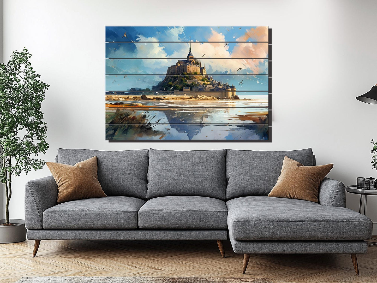 Mont-Saint-Michel Wood Art | Unique Wood Grain, French Wall Decor, Ready to Hang