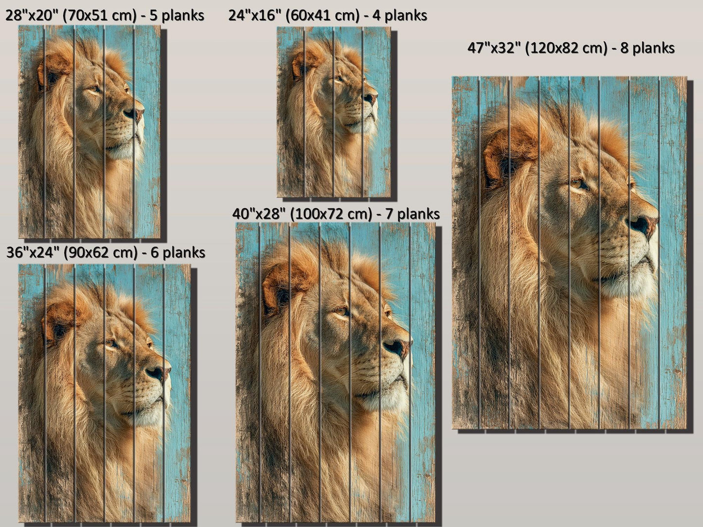 Wood Wall Art – Majestic Lion Wood Print | Rustic Wildlife Wall Decor