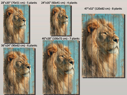 Wood Wall Art – Majestic Lion Wood Print | Rustic Wildlife Wall Decor