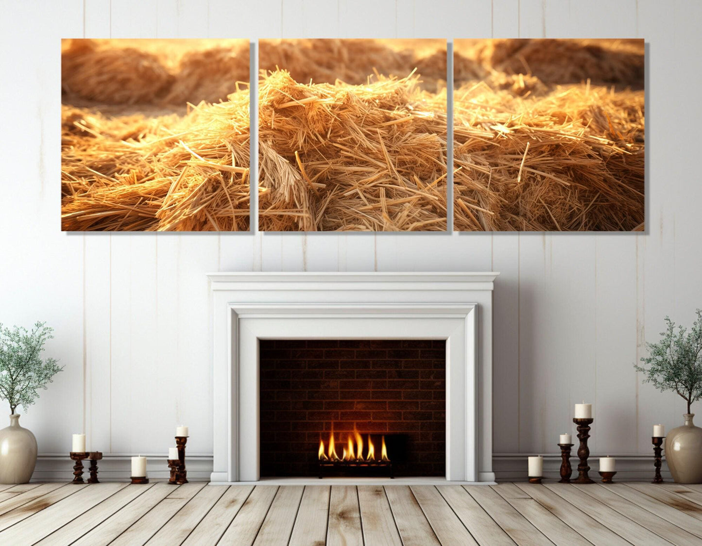 Large Haystack Canvas Print - Farmhouse Wall Art | Framed & Ready to Hang