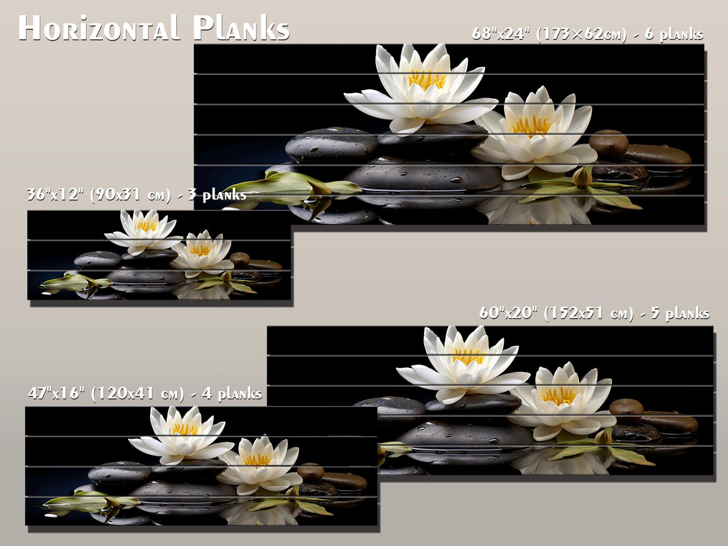 White Lily Wall Art – Natural Wood Print | Zen Spa Decor with Unique Wood Grain
