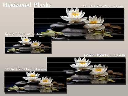 White Lily Wall Art – Natural Wood Print | Zen Spa Decor with Unique Wood Grain