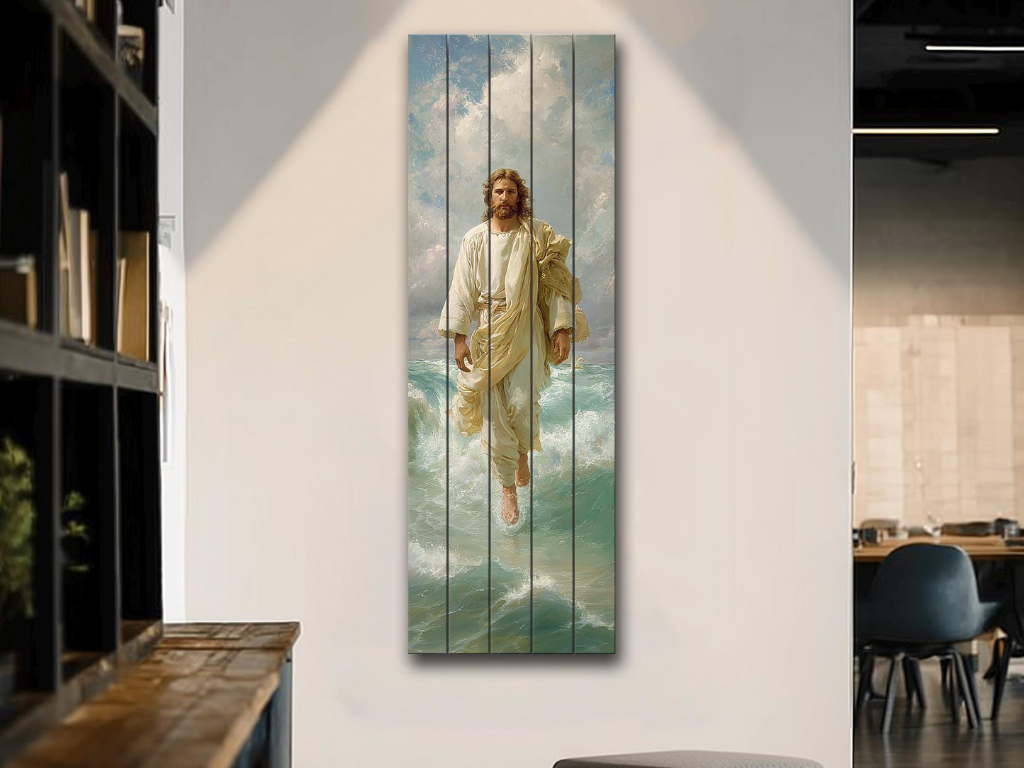 Jesus Walking on Water - Divine Wall Decor | Sacred Wooden Faith Print