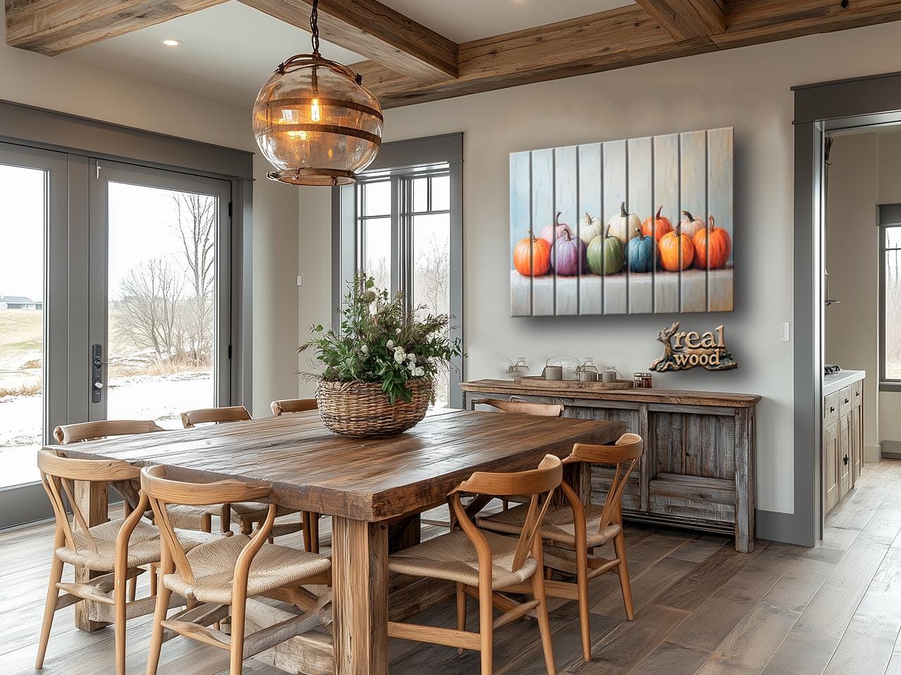 Rustic Wood Wall Art – Pumpkins Wall Decor | Cozy Farmhouse Decor | Natural Wood Prints