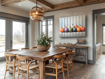 Rustic Wood Wall Art – Pumpkins Wall Decor | Cozy Farmhouse Decor | Natural Wood Prints
