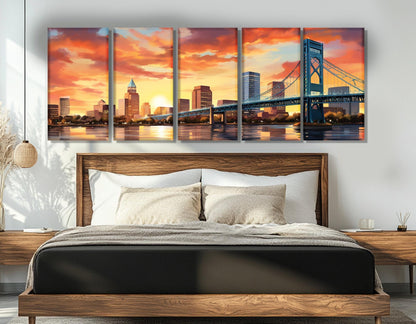 Jacksonville Canvas Print – Abstract City Painting | Gallery Wrapped Cotton Canvas Art