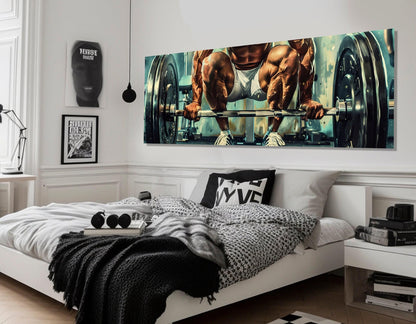 Weightlifting Canvas Print – Large Gym Wall Decor | Abstract Fitness Painting Ready To Hang